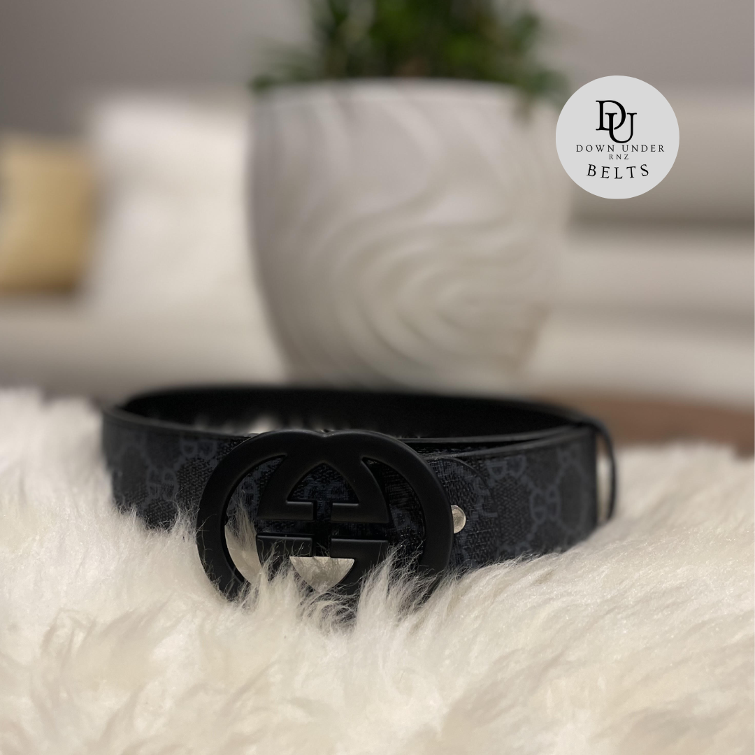 GG Black Original Pattern Belts (3 Logo Options)