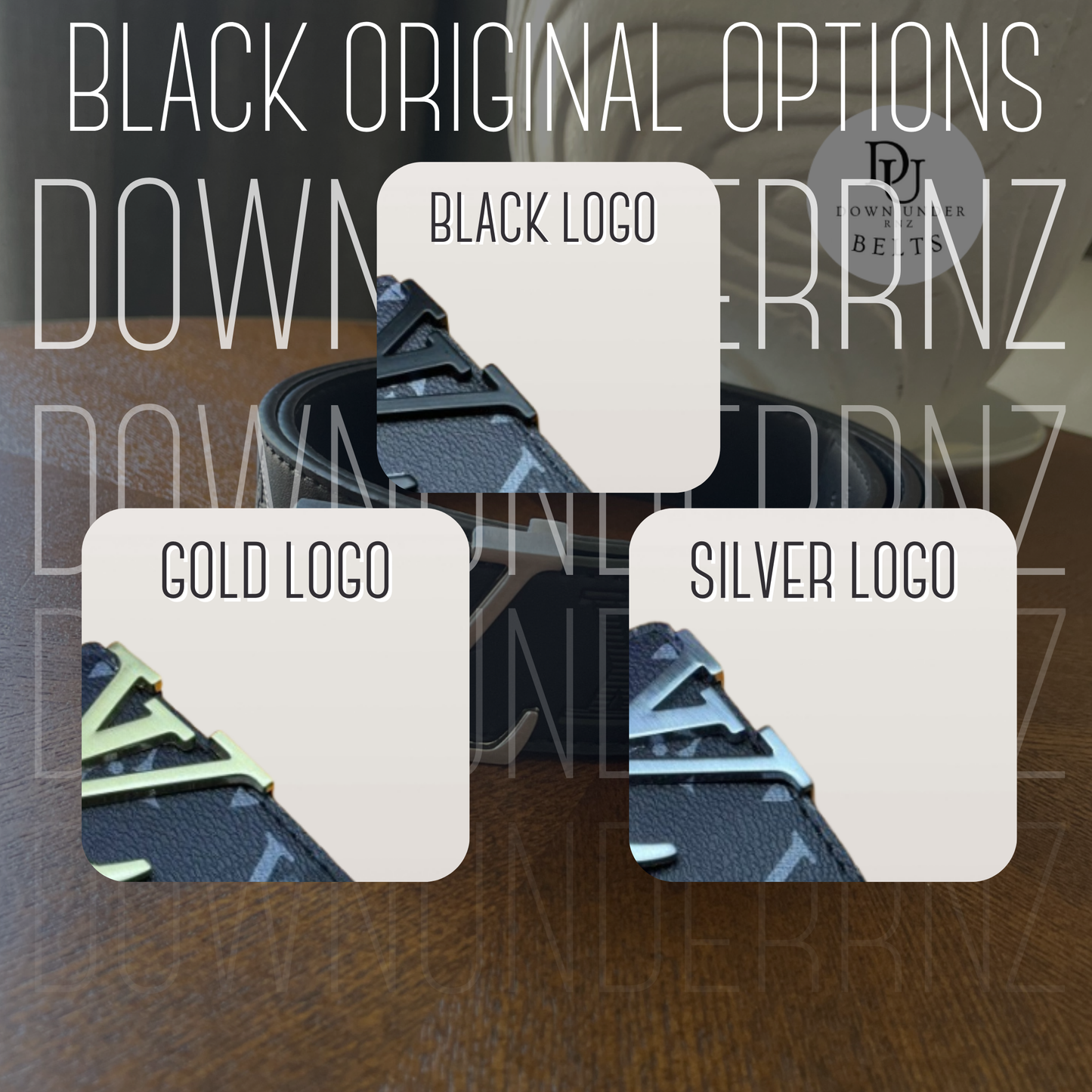 Black Original Pattern Belts (3 Logo Options)