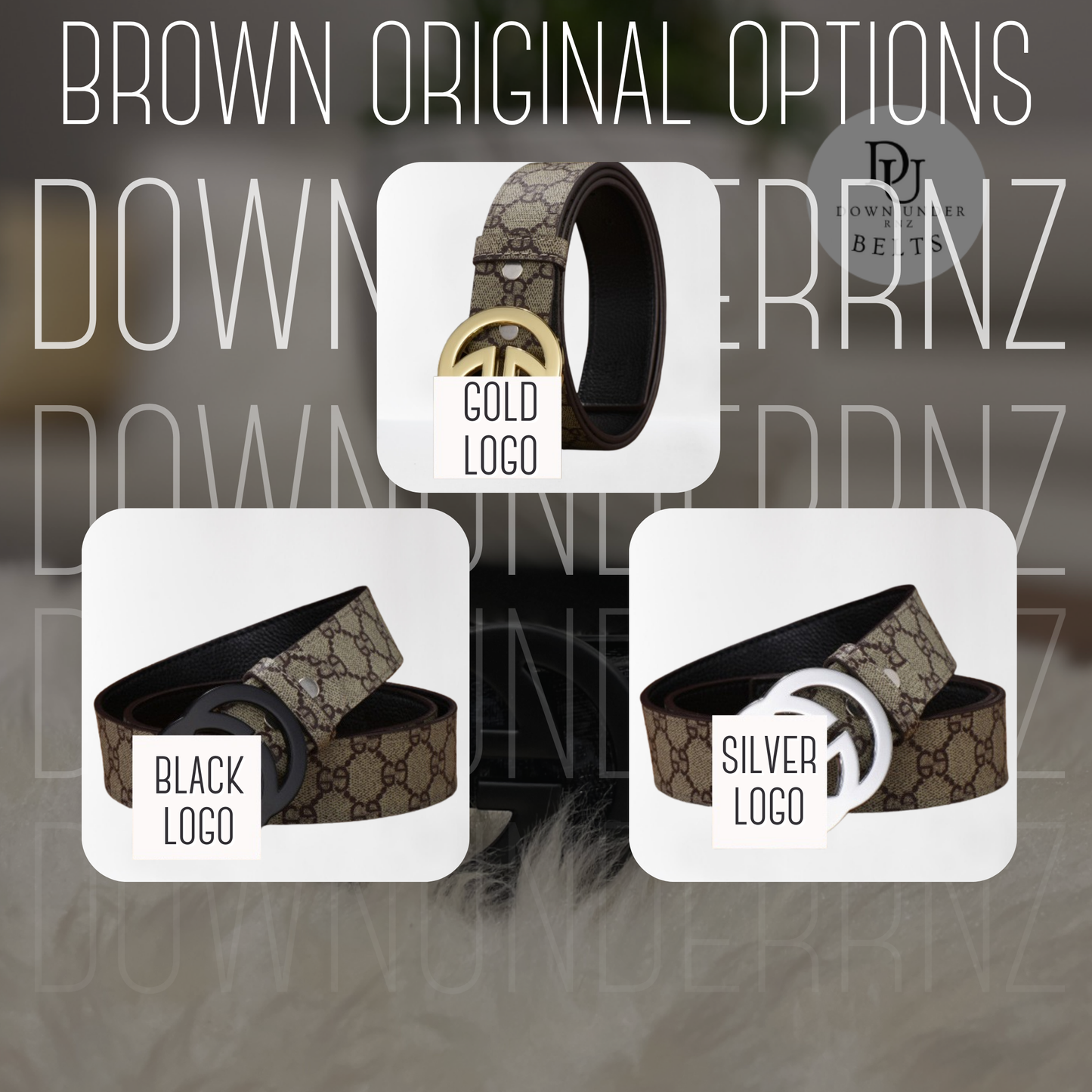 GG Brown Original Pattern Belts (3 Logo Options)