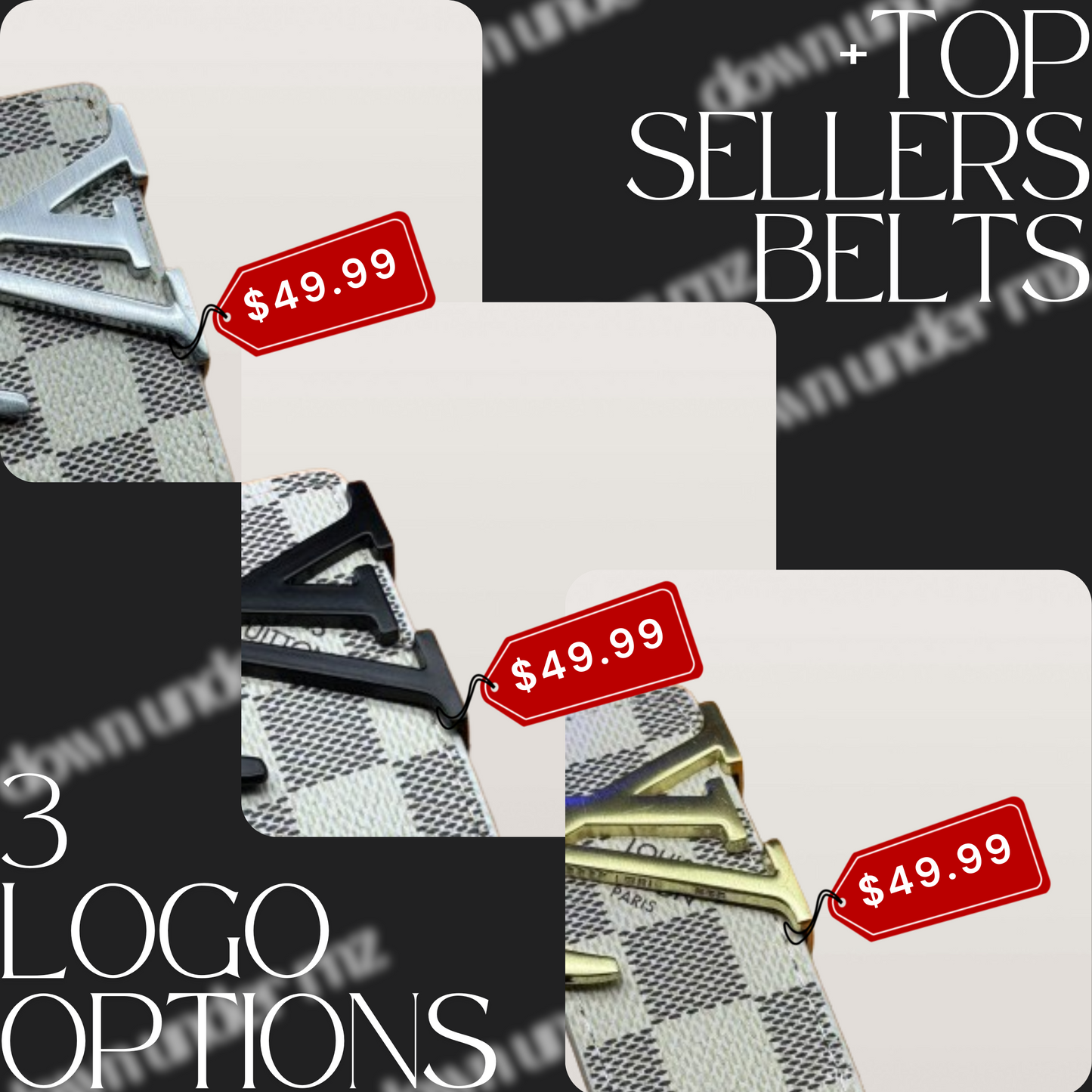 White Checkered Belts (3 Logo Options)