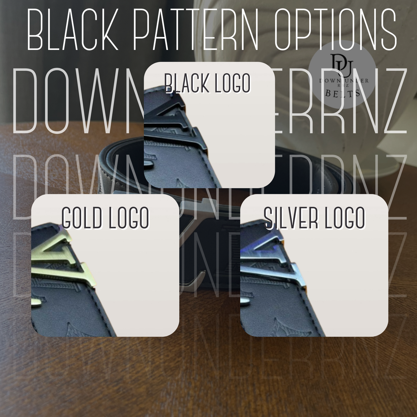 Black Pattern Belts (3 Logo Options)