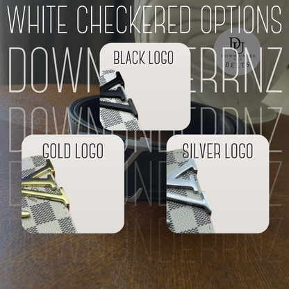 White Checkered Belts (3 Logo Options)